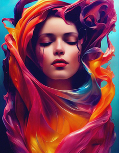 Portrait Of A Woman Colorful Liquid Art