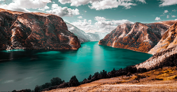 Mountainscape Lakeside by One Simple Gallery