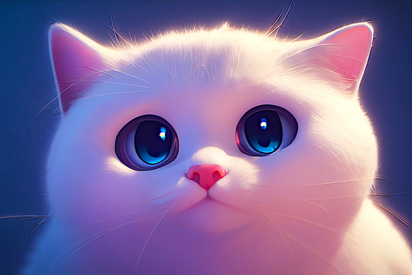 Cute White Chubby Cat by One Simple Gallery