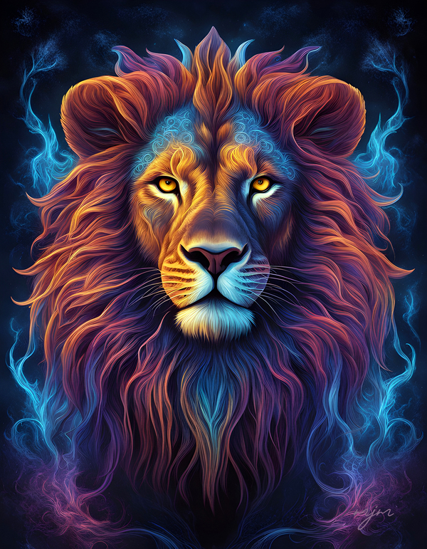Lion Smoky Neon Print