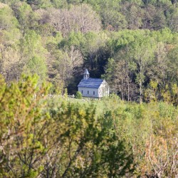 Cades Cove Church from Rich Mountain Road