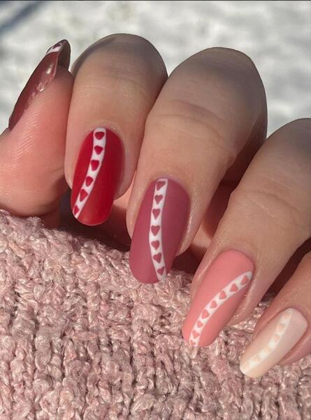 Red and Nude Nails by Chaya Shurkin