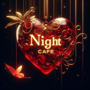 Red glass heart Night Cafe