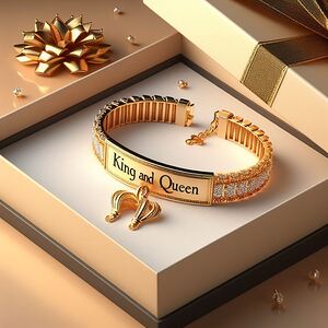 Gold bracelet Crown King and Queen
