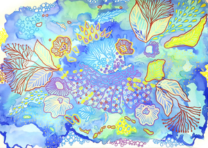 Artprogram - abstract underwater blue yellow and purple.
