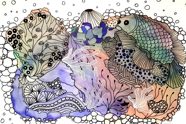 Artprogram - Abstract underwater plants and fish by ArtProgram