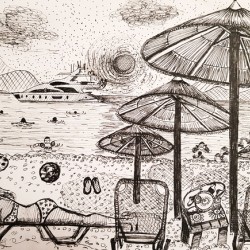 ArtProgram  - The beach - pen drawing