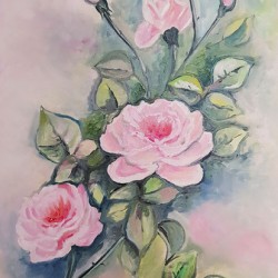 ArtProgram - Two pink roses - acrylic colors
