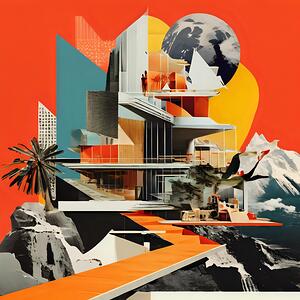 Architectural Symphony: A Collage of Modernity and Nature 3