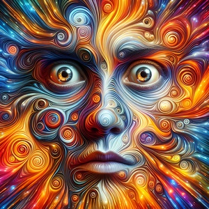 Illustration of a Face with Swirling Patterns 2