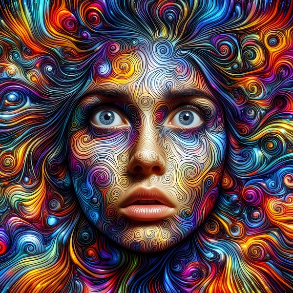 Illustration of a Face with Swirling Patterns 1 Print