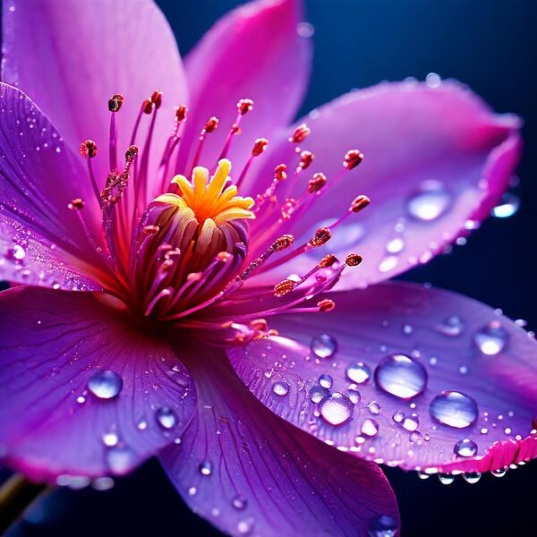 A Close-Up of a Radiant Purple Flower Blooming in the Soft Glow of Morning Light 7 Print