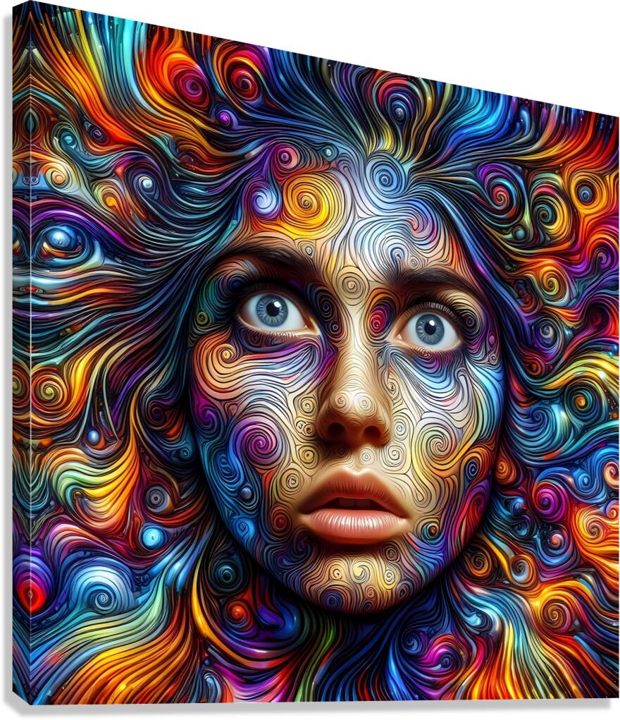 Illustration of a Face with Swirling Patterns 1 Canvas Print
