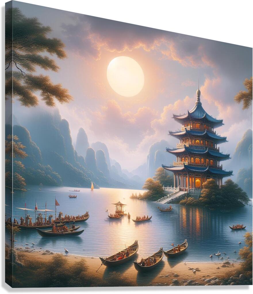 Enchanted Evening at the Mystic Pagoda Canvas Print