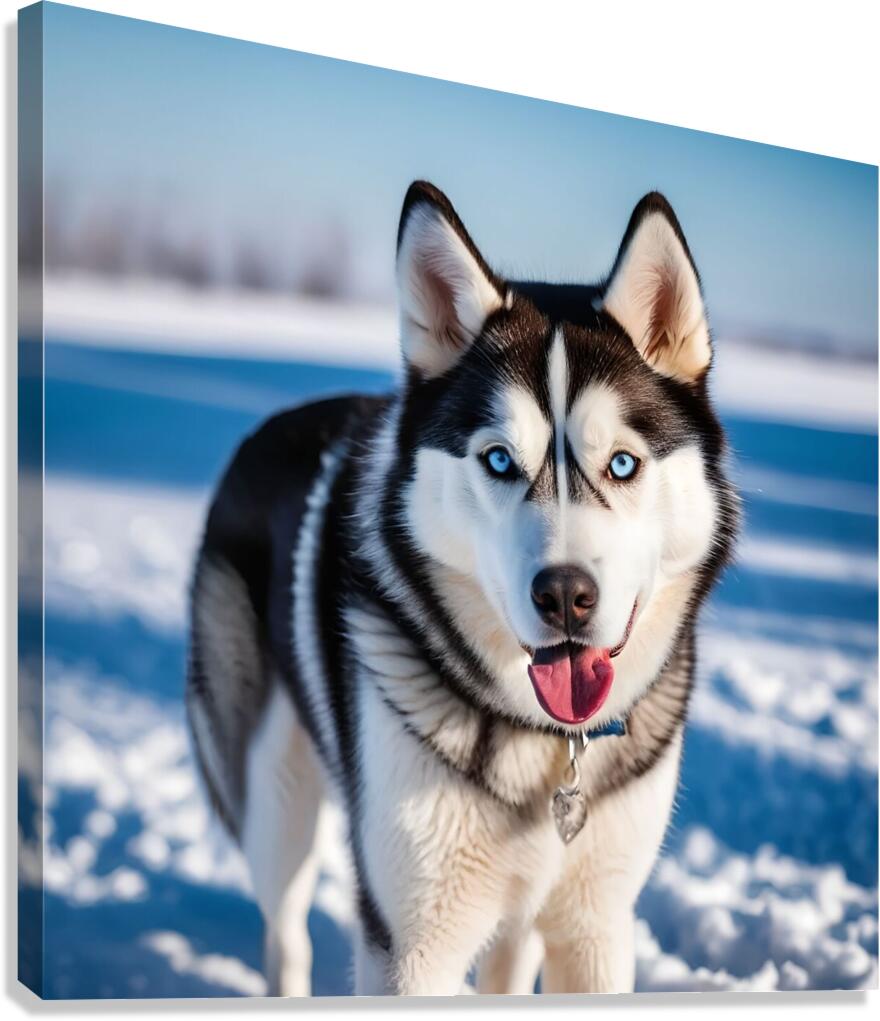 A Canine Journey through the Snow-Covered Forest 1 Canvas Print