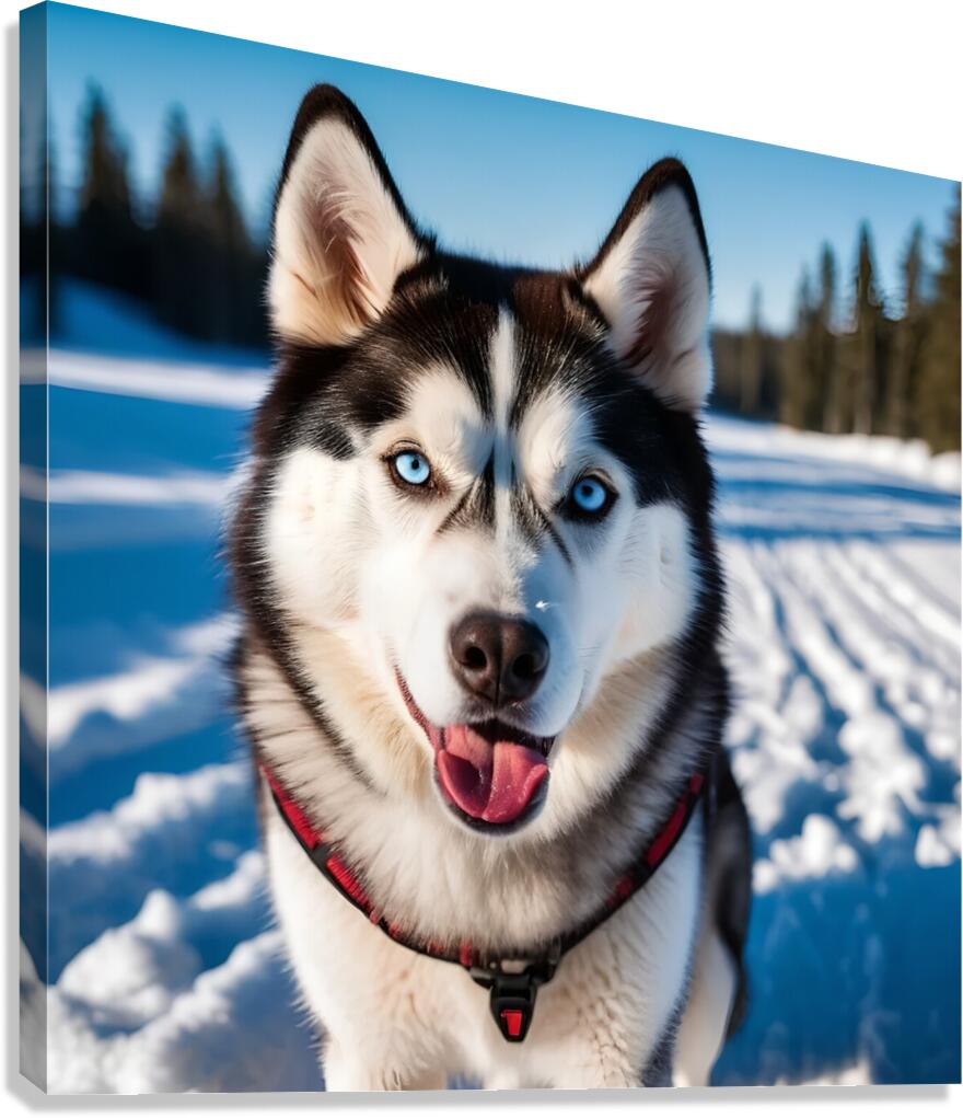 A Canine Journey through the Snow-Covered Forest 3 Canvas Print