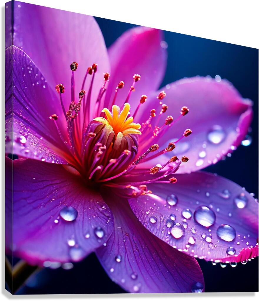 A Close-Up of a Radiant Purple Flower Blooming in the Soft Glow of Morning Light 7 Canvas Print