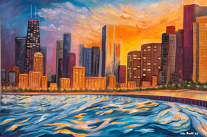 Lights on lake Michigan