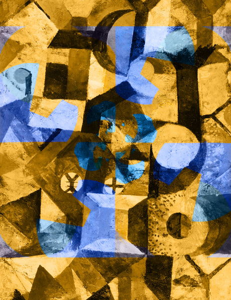 Blocks Blue and Yellow Print