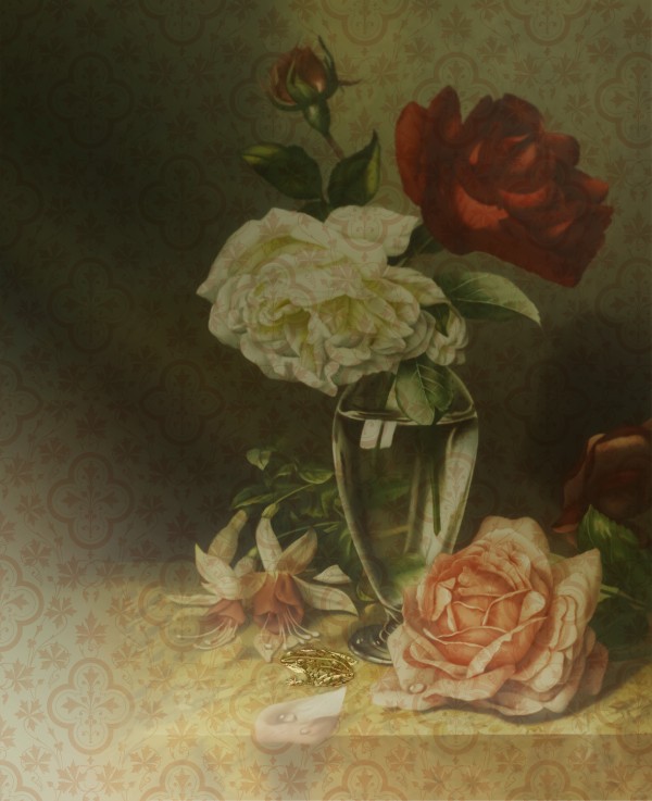 Bouquet Pear and Frog Print