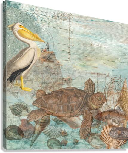 Pelican meet Turtle Canvas Print