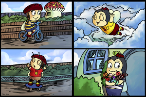 Buster the Bee in Action   4 panel Favorites for Kids Room and Nursery   Bugville Critters