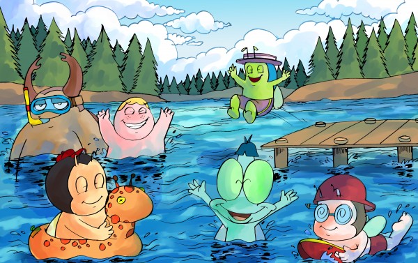 Summer Camp - at the lake - Bugville Critters Print
