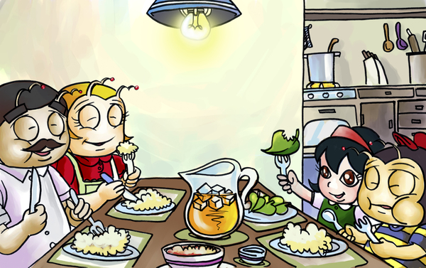 Dinner Time at the Bee House with the Family Print