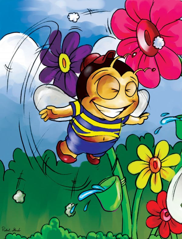 Happiness - Flower Power Buster Bee Print
