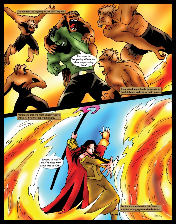 The Companions Meet Back to Back 1 of 2 Original Art from A Daughter of Kings the Ruin Mist Graphic Novel Limited Edition Celebrating The Tragic Love Story from the Books by Robert Stanek Print