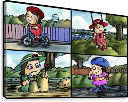 Lass the Ladybug in Action   4 panel Favorites for Kids Room and Nursery   Bugville Critters Canvas Print