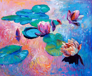 Vibrant Water Lilies Impressionist Art Poster – Monet-Inspired Wall Decor