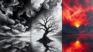 Triptych of Natures Extremes - Dramatic Landscape Art