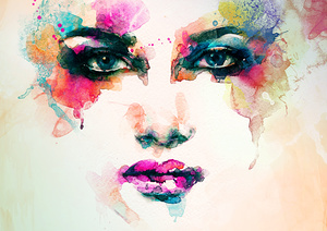 Vibrant Watercolor Face - Colorful Abstract Portrait