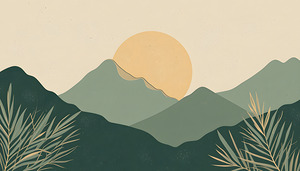 Minimalist Mountain Landscape - Serene Nature Illustration