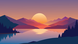 Paysage Naturel – Magnifique Coucher de Soleil en Panorama