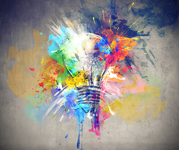 Colorful Light Bulb - Creative Concept Artwork Print