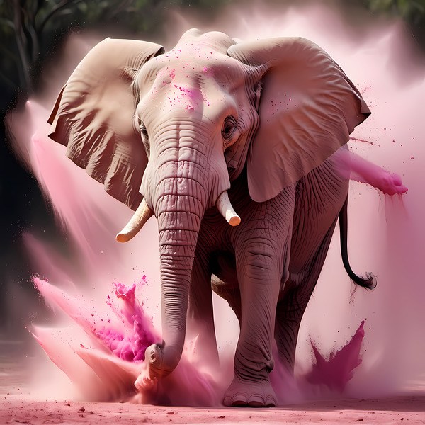 Dynamic Elephant - Colorful Wildlife Art Print