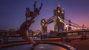 Sunset Over Tower Bridge | Iconic London Landmark with Sculpture