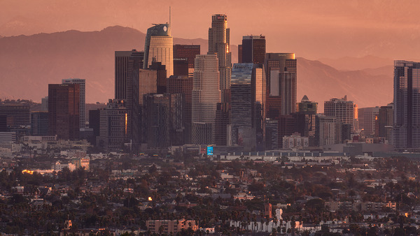 DTLA Los Angeles Skyline at Sunrise Print