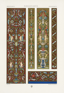 Renaissance pattern. 1888 edition Lornement Polychrome by Albert Racine 1825–1893.