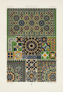 Moresque pattern Lornement Polychrome 1888 by Albert Racinet 1825-1893. 1888 edition.