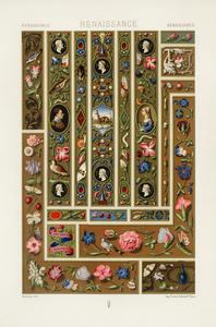 Renaissance pattern. 1888 edition Lornement Polychrome by Albert Racine 1825–1893.