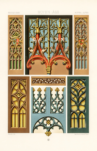 Medieval pattern. 1888 edition Lornement Polychrome by Albert Racine 1825–1893.