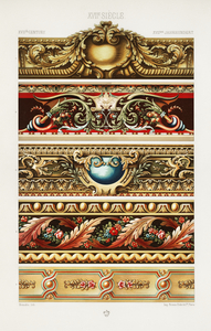 17th Century pattern. 1888 edition Lornement Polychrome by Albert Racine 1825–1893.