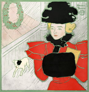 Vintage Christmas card 1896 by Edward Penfield