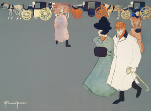 Man and woman on street ca. 1890-1907 by Edward Penfield