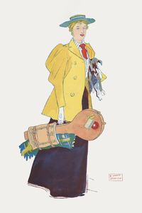 Woman holding dog and stuffs 1893 by Edward Penfield