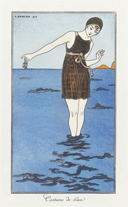 Costumes Parisiens: Grande robe du soir from Journal des Dames et des Modes 1913 fashion illustration  by George Barbier. 