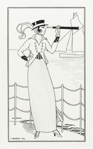 Costumes Parisiens 1914 fashion illustration  by George Barbier. 